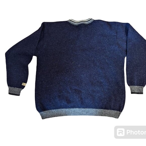 Vintage Shetland Wool Sweater Grandpa Fisherman Core Columbia V Neck Unisex - Picture 2 of 6